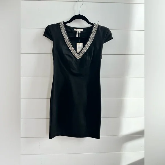 Bcbgeneration Dresses | Bcbgeneration Black Dress With Studded Neck - Xs | Color: Black | Size: Xs | Bethlindsey23's Closet